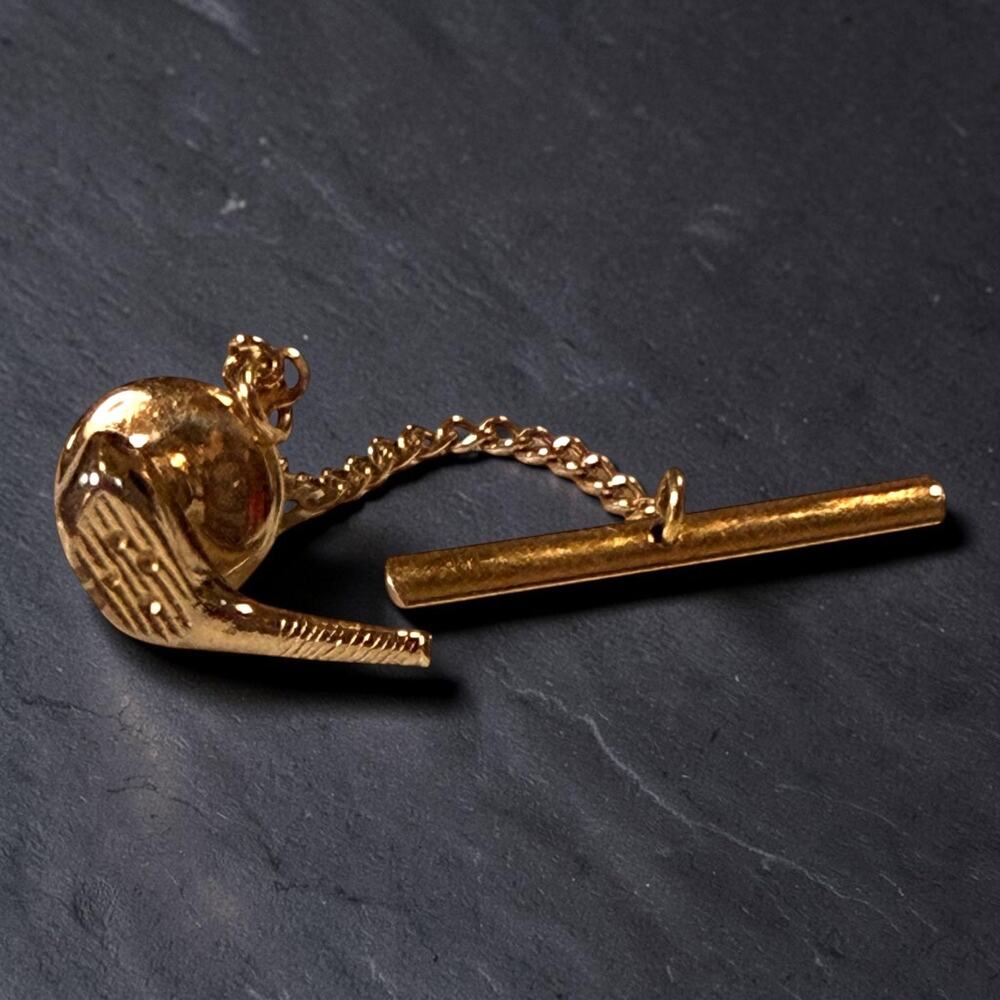 Vintage Swank Tie Pin Mens 10K Gold Plate Golf Club Acid Tested
